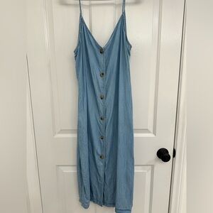Lou & Grey Chambray Button-Front Midi Dress